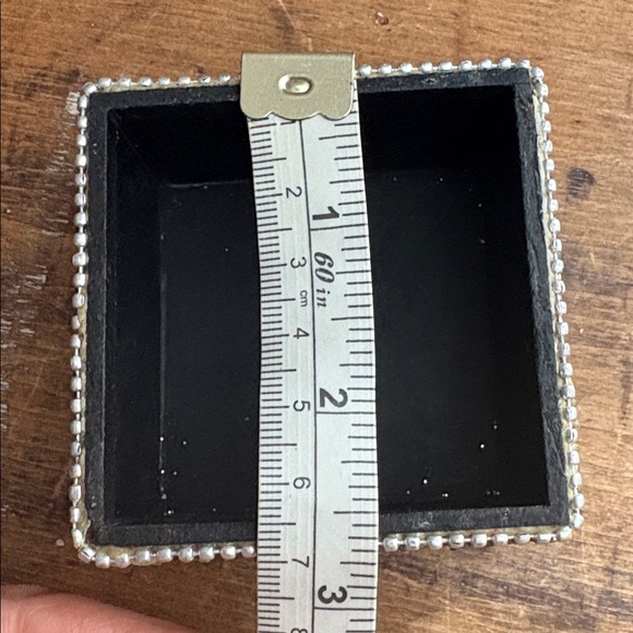 Elegant Hand-Beaded Trinket Jewelry Keepsake Box Floral Lid |  Neutral Tones - Picture 11 of 12